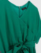 Langes smaragdgrünes Mädchenkleid zum Binden seitlich-3