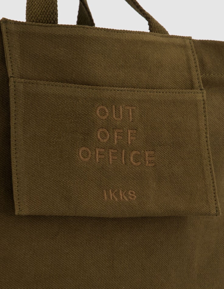 El bolso totebag kaki lona bordado Mujer-5