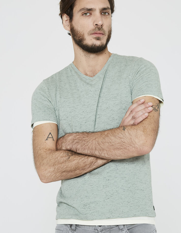 Tee-shirt vert homme-1