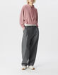 Sudadera con capucha oversize de algod&oacute;n org&aacute;nico rosa para mujer-1