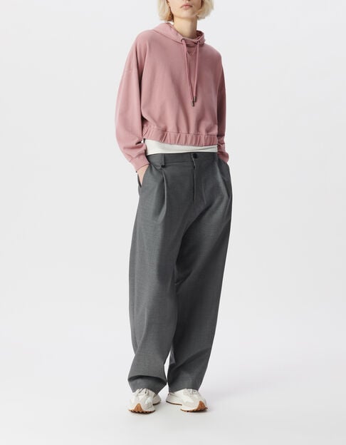 Sudadera con capucha oversize de algod&oacute;n org&aacute;nico rosa para mujer - IKKS