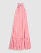 Robe longue rose motif rayures floues Femme-7
