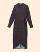 Robe longue noire imprim&eacute; floral d'hiver I.Code-5