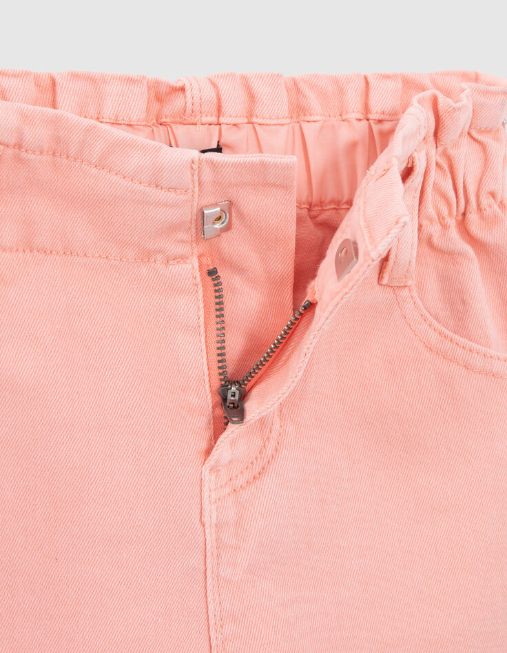 Short en jean p&ecirc;che ganses brod&eacute;es c&ocirc;t&eacute;s fille-5