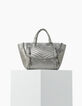 Sac cabas cuir argent LE 1440 MEDIUM SILVER matelassage chevrons femme-6