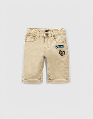 Jungen-Jeans-Bermudas mit Patch in Mittelbeige  - IKKS
