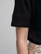Schwarzes Damen-T-Shirt mit Schmuckkragen-6