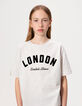 T-shirt beige coton bio messages noirs fille-2