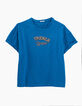 Blaues Damen-T-Shirt aus Baumwolle mit Schriftzug-1