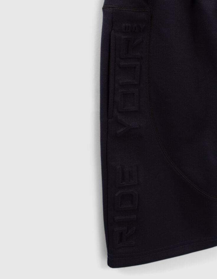 Boys&rsquo; navy techfleece Bermudas, embossed lettering-7