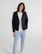 Marineblaue Herren-Unterziehjacke aus Materialmix -7