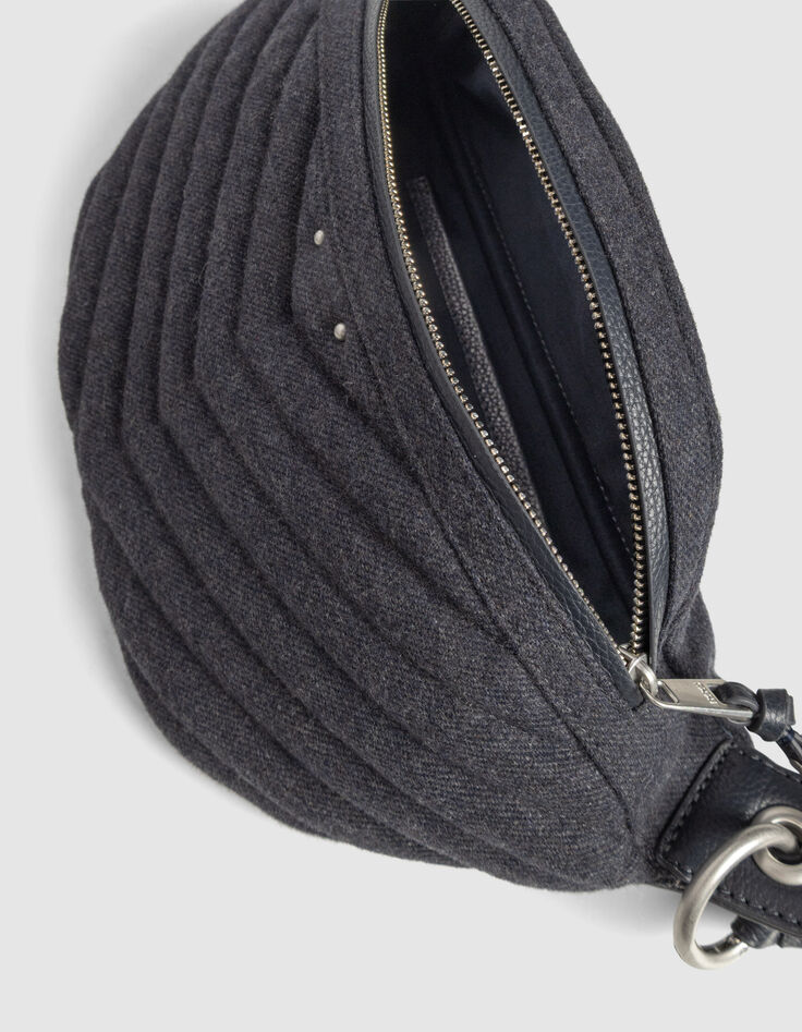 Riñonera 1440 azul marino franela y cuero mujer-4