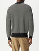 Men&rsquo;s black knit sailor sweater with white stripes-4