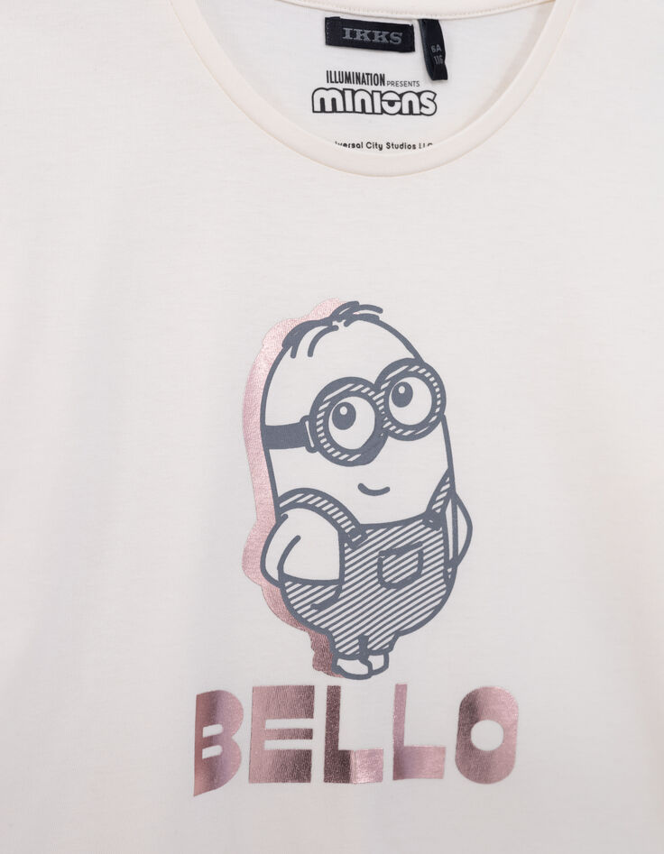 Camiseta crudo algodón mensaje MINIONS niña-2