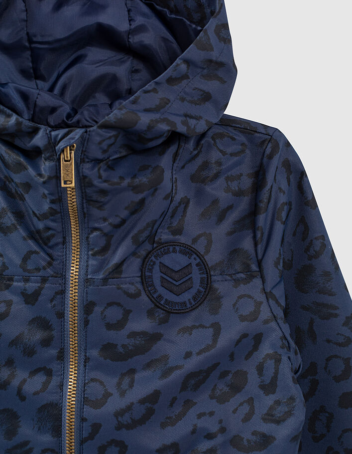 Boys’ navy leopard motif packable windcheater-4