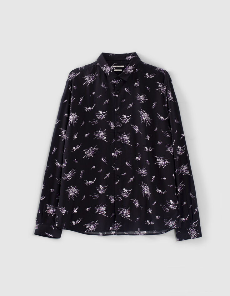 Chemise SLIM noire motif fleurs Homme-6