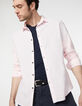 Chemise SLIM rose pâle en voile de coton Homme-1