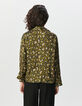 Khaki Damenhemd Langarm mit Leo-Fleckenprint-3