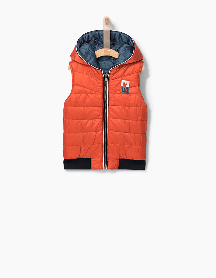 Boys’ indigo and orange reversible padded jacket  - IKKS