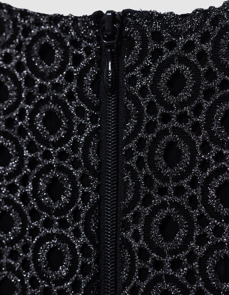 Vestido negro plisado top encaje trampantojo niña-8