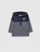 Baby boys’ navy organic cotton hooded sailor T-shirt-1