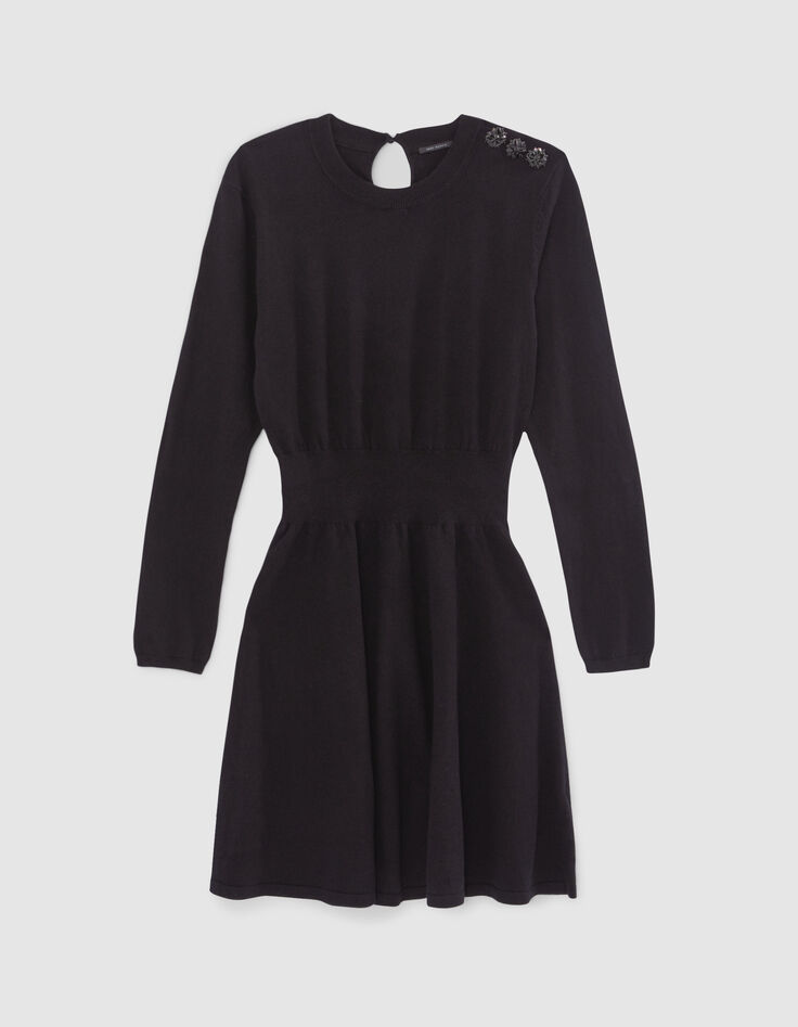 Women’s black sweater dress with diamante buttons-6