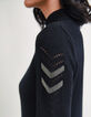Robe longue en maille col roulé chevrons bijoux femme-4