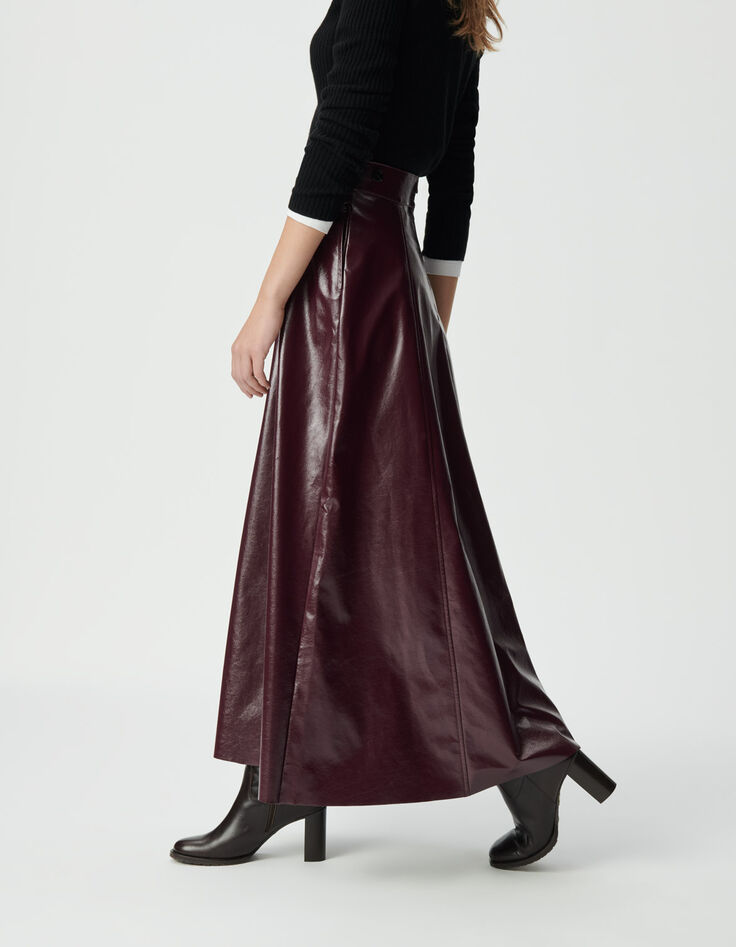 Jupe longue bordeaux vinyle Femme-5 Jupe longue bordeaux vinyle Femme-5