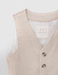 Gilet de costume cérémonie beige rayé garçon-3