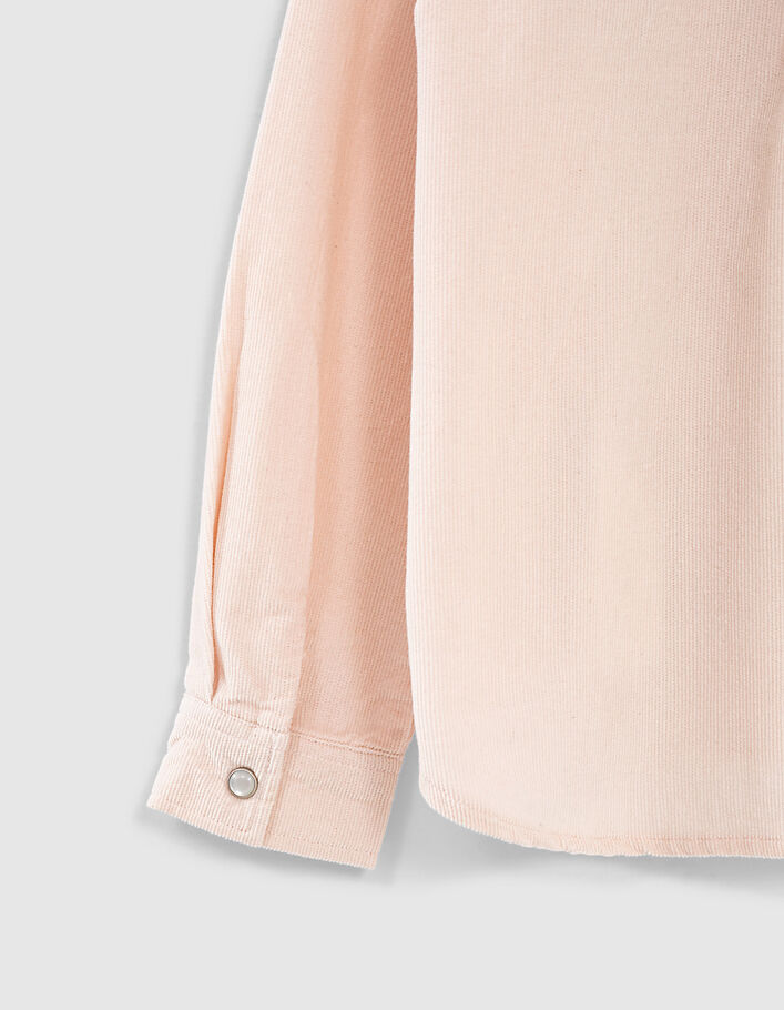 Lichtroze hemd in fijne ribfluweel borduursels meisjes - IKKS