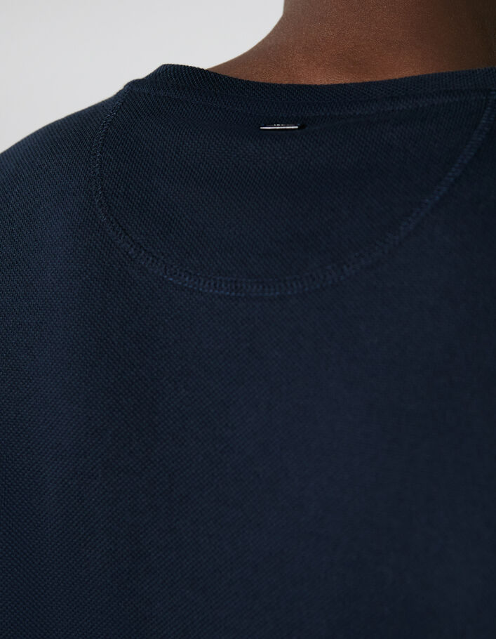 Camiseta azul marino SEAWOOL® punto piqué Hombre - IKKS