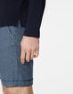 Men’s navy textured button neck T-shirt-5