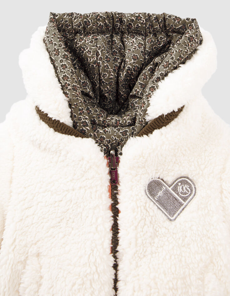 Doudoune réversible léopard floral ou Sherpa bébé fille-6