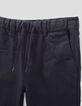 Marineblaue Jungen-Jogginghose mit Hahnentrittmuster-3