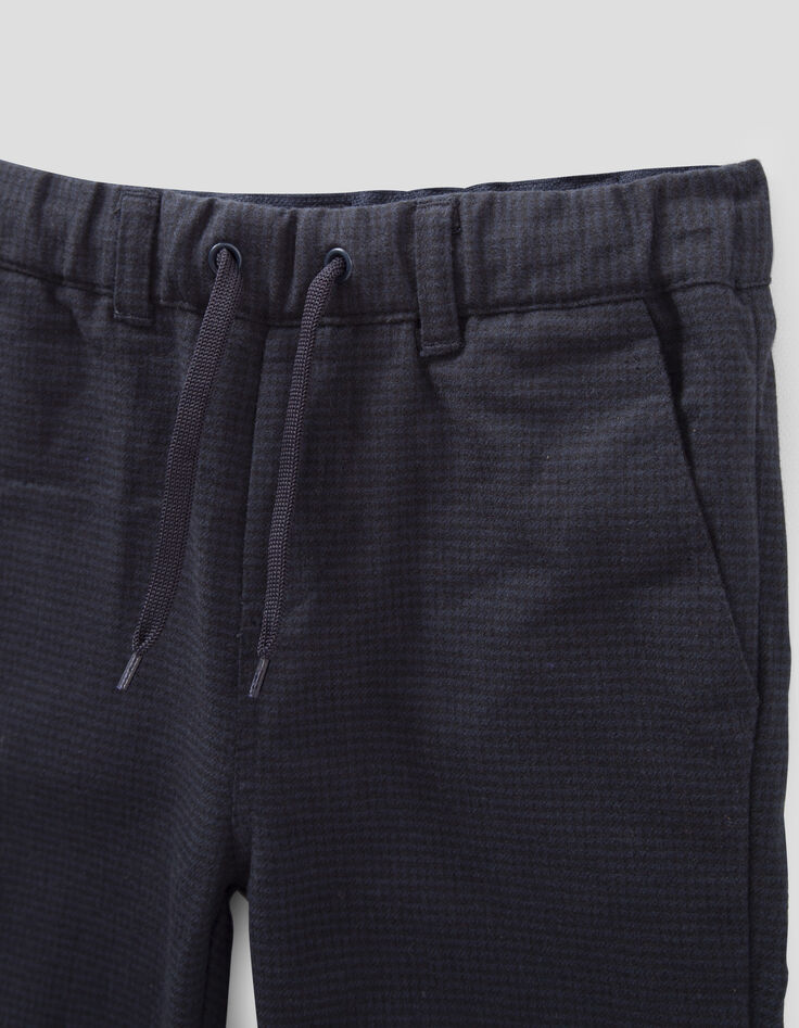 Marineblaue Jungen-Jogginghose mit Hahnentrittmuster-3