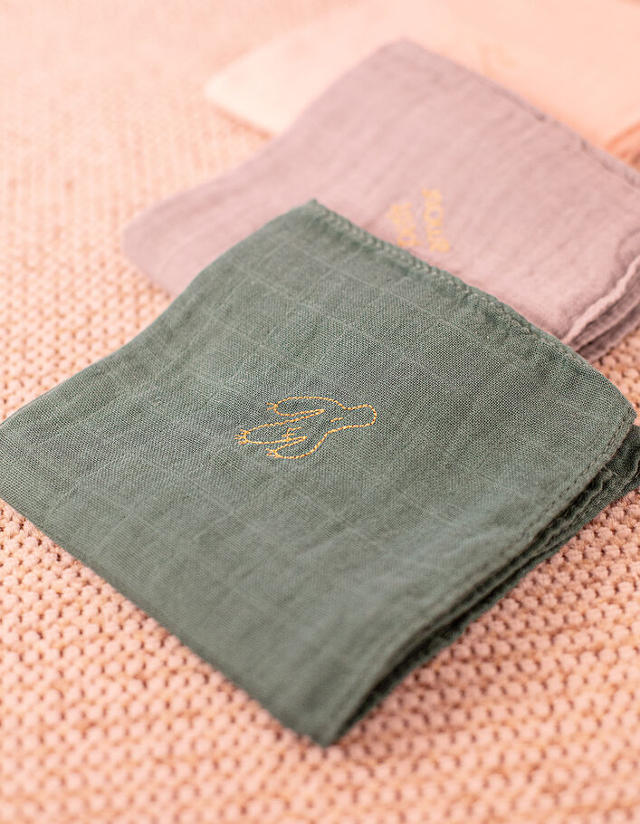 BARNABE AIME LE CAFE pine green cactus cloth square - IKKS