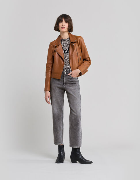 Vaqueros slouchy algodón BCI gris cropped mujer