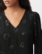 Robe housse mi-cuisse noire motif l&eacute;opard brod&eacute; sequins Femme-4
