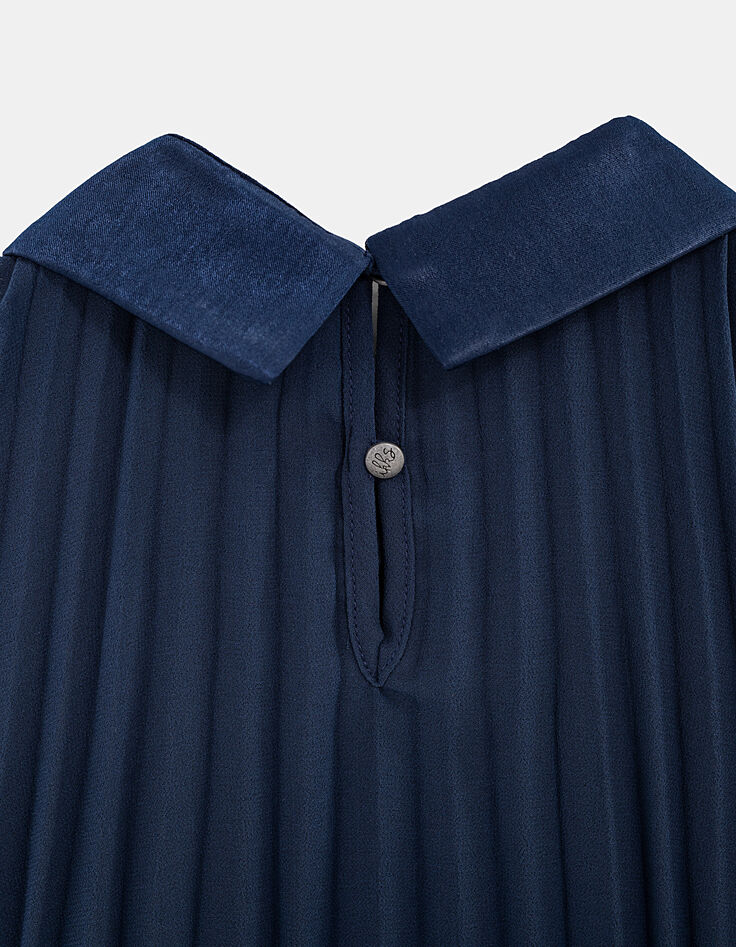 Robe navy plissée à col fille-6