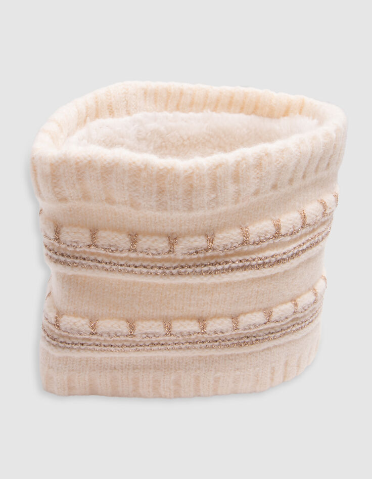 Ecru lurex gestreifte pelzige Baby Mädchen Snood-2