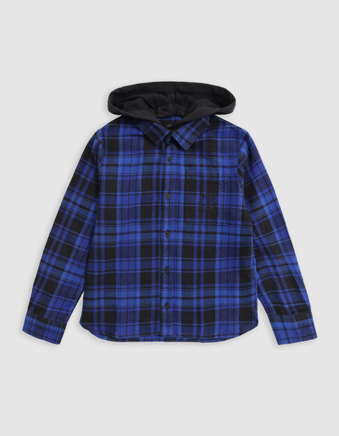 Blue plaid shirt with removable boy's hood - IKKS
