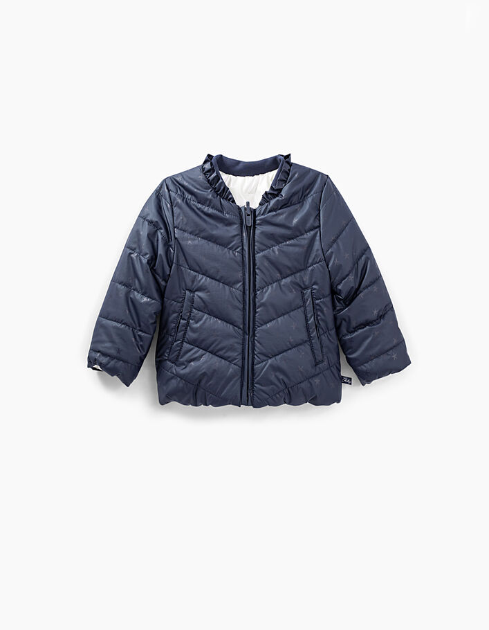 Baby girls’ navy and iridescent reversible padded jacket