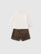 2-in-1 baby meisjes vlinder T-shirt en kaki shorts set-3
