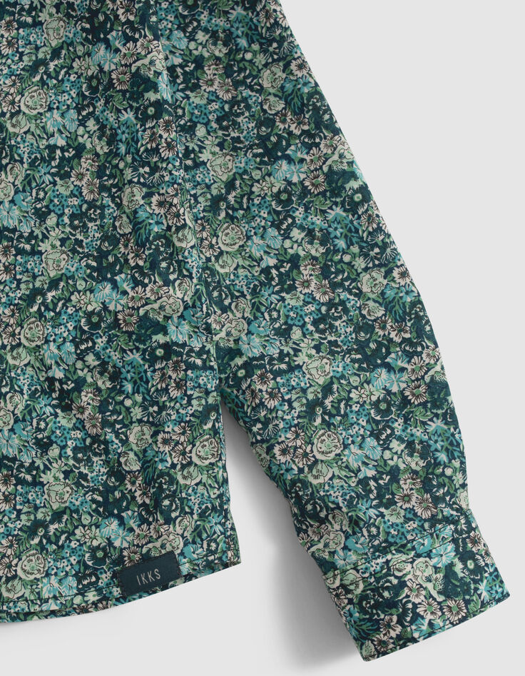 Boys’ turquoise flowery Liberty fabric shirt-4