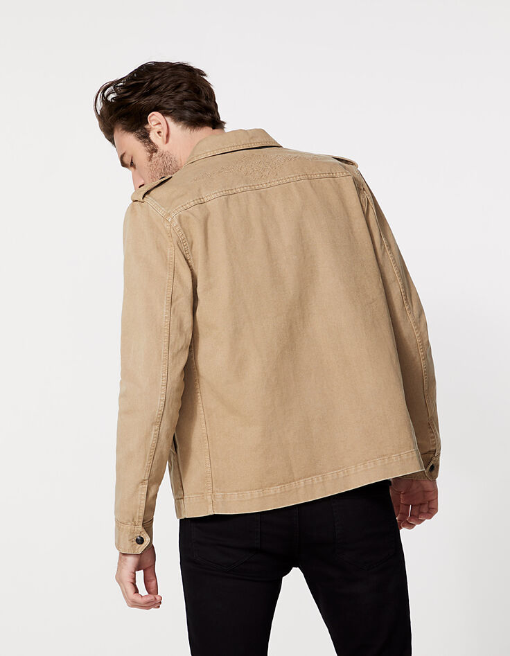 Beige safari-jasje met borduurwerk op de rug Heren-4