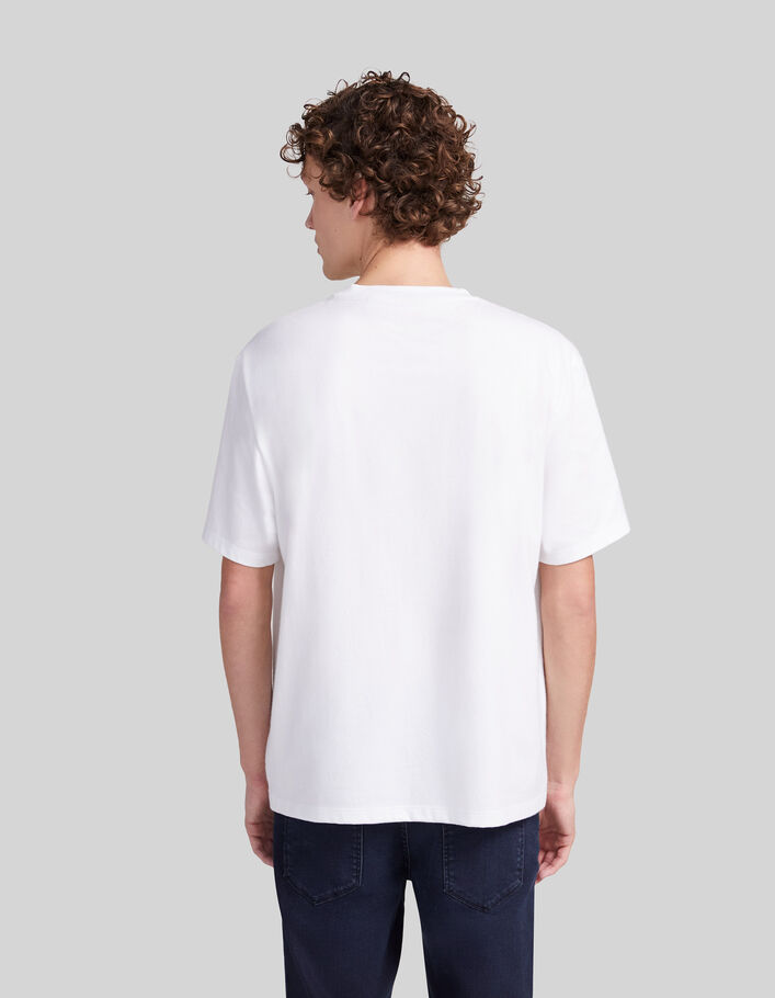 Men’s white organic cotton T-shirt, anchor and snake image - IKKS