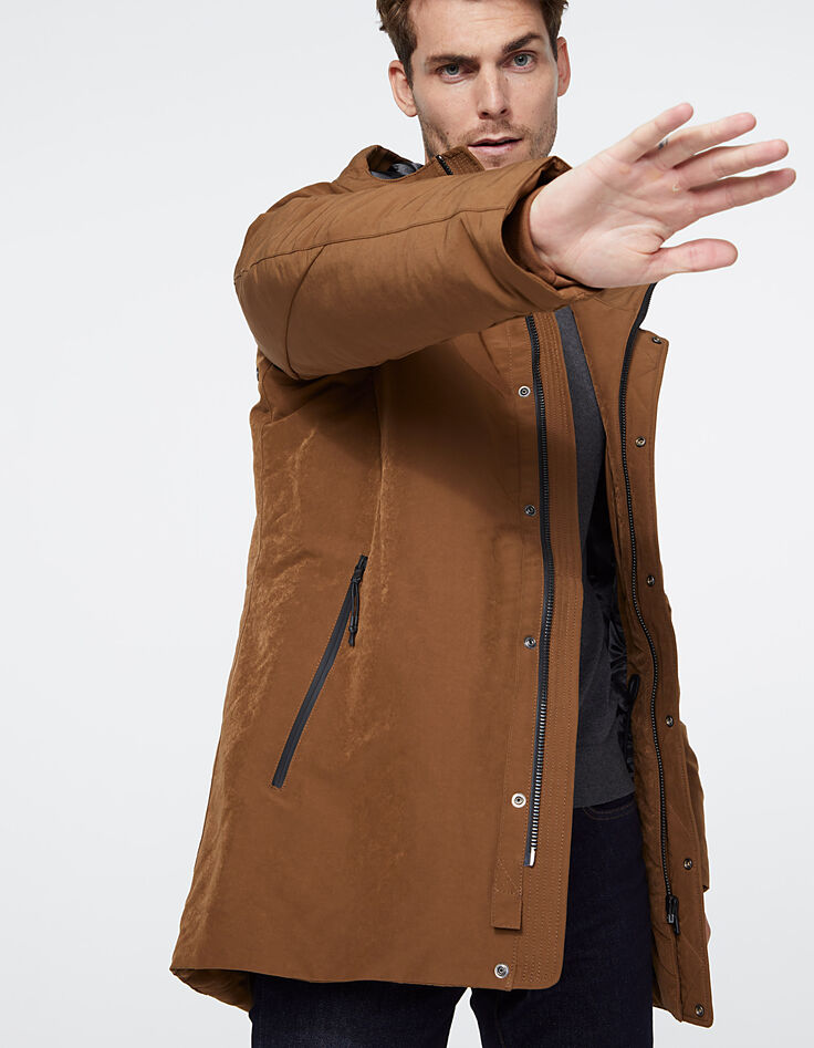 Parka cognac à capuche Homme-1