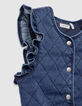 Cardigan sans manches bleu marine denim matelassé fille-5