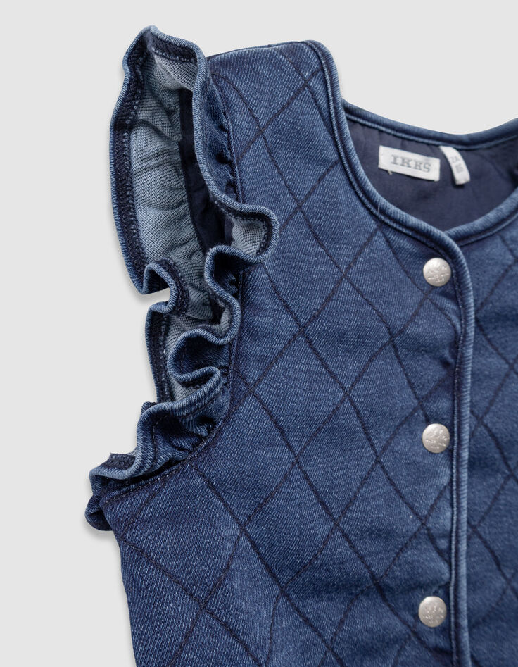 Cardigan sans manches bleu marine denim matelassé fille-5 Cardigan sans manches bleu marine denim matelassé fille-5