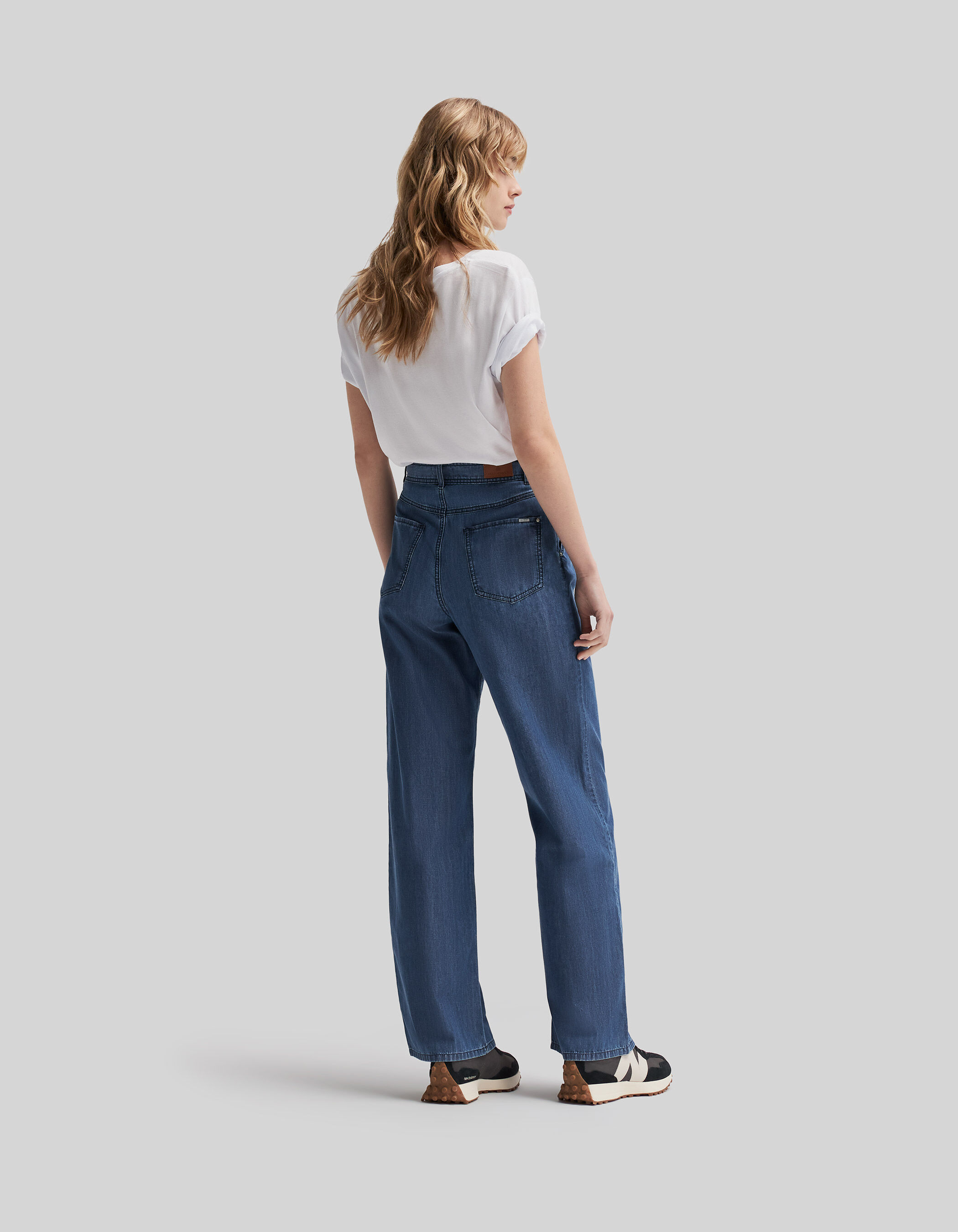 Women s summer blue high waist wide leg jeans IKKS
